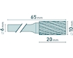 Fréza karbidová, válcová s čelním ozubením, pr.10x20mm/stopka 6mm,sek střední(double-cut)