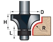 fréza zaoblovací (vydutá) do dřeva, R3xD21,5xH12, stopka 8mm
