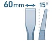 sekáč plochý SDS PLUS lomený 15°, 250x14mm, šířka ostří 60mm