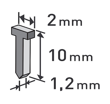 hřebíky, balení 1000ks, 10mm, 2,0x0,52x1,2mm