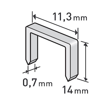 ŠPATNÝ OBAL spony, balení 1000ks, 14mm, 11,3x0,52x0,70mm