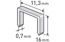 spony, balení 1000ks, 16mm, 11,3x0,52x0,70mm